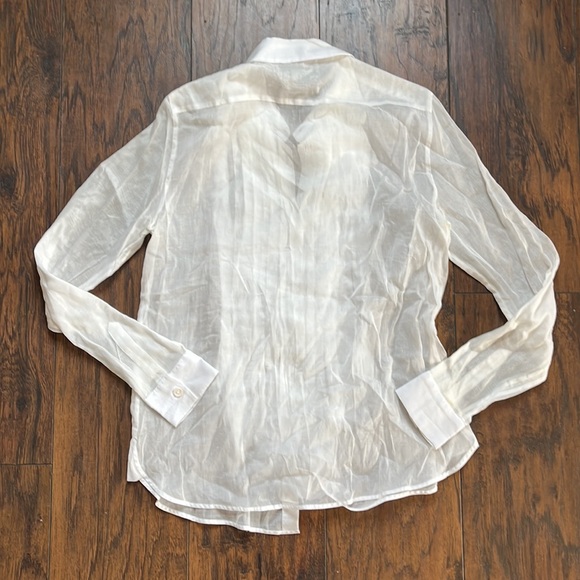 Wunderkind White Semi-Sheer Button Down LongSleeved Top - Picture 8 of 8
